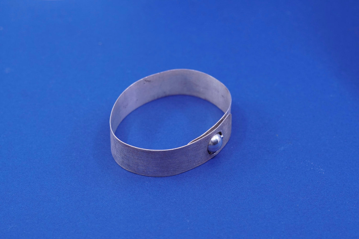 6.75”, vintage sterling silver handmade bracelet, 925 matted wide wrap bangle