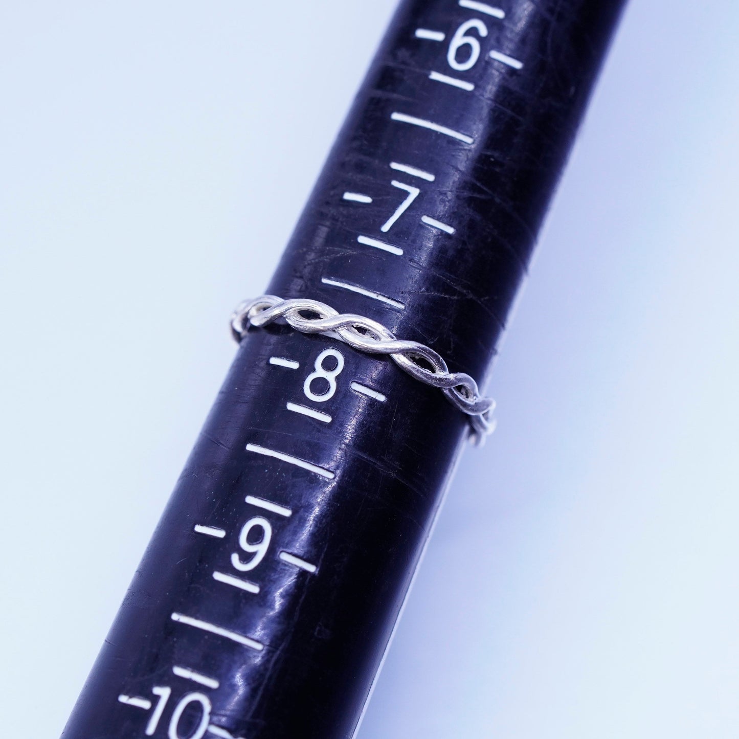 sz 7.75, southwestern Sterling 925 silver handmade ring, woven braided band