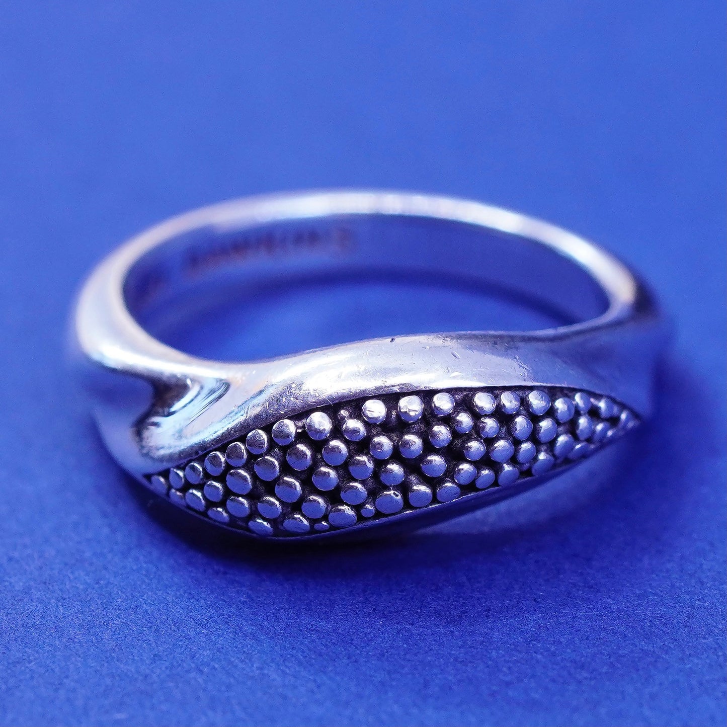 Size 6, vintage michael dawkins jewelry, Sterling silver ring, 925 band beads