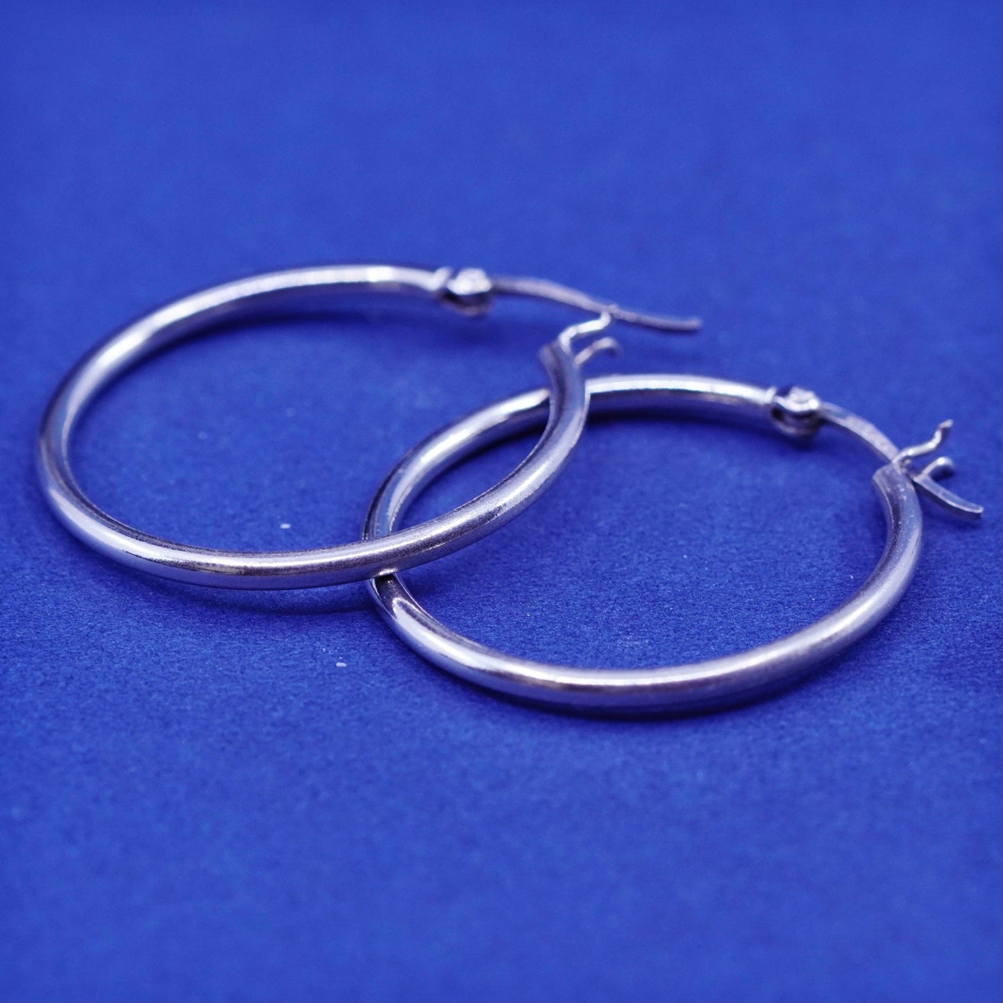 1”, vintage Sterling silver handmade earrings, 925 hoops, stamped 925
