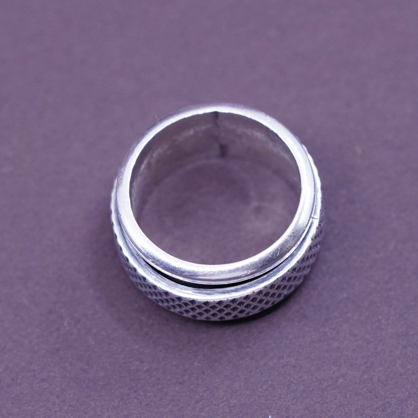 Size 6, vintage Sterling silver prayer ring, solid 925 silver spinner band