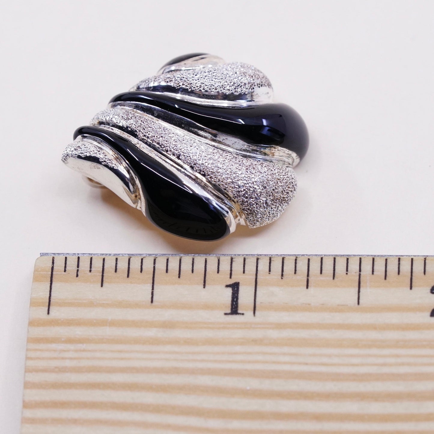 vintage milor two tone sterling silver handmade wavy ribbed teardrop pendant