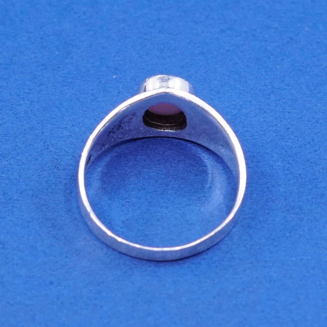 Size 8, vtg Sterling silver handmade ring, 925 w/ pink tiger eye