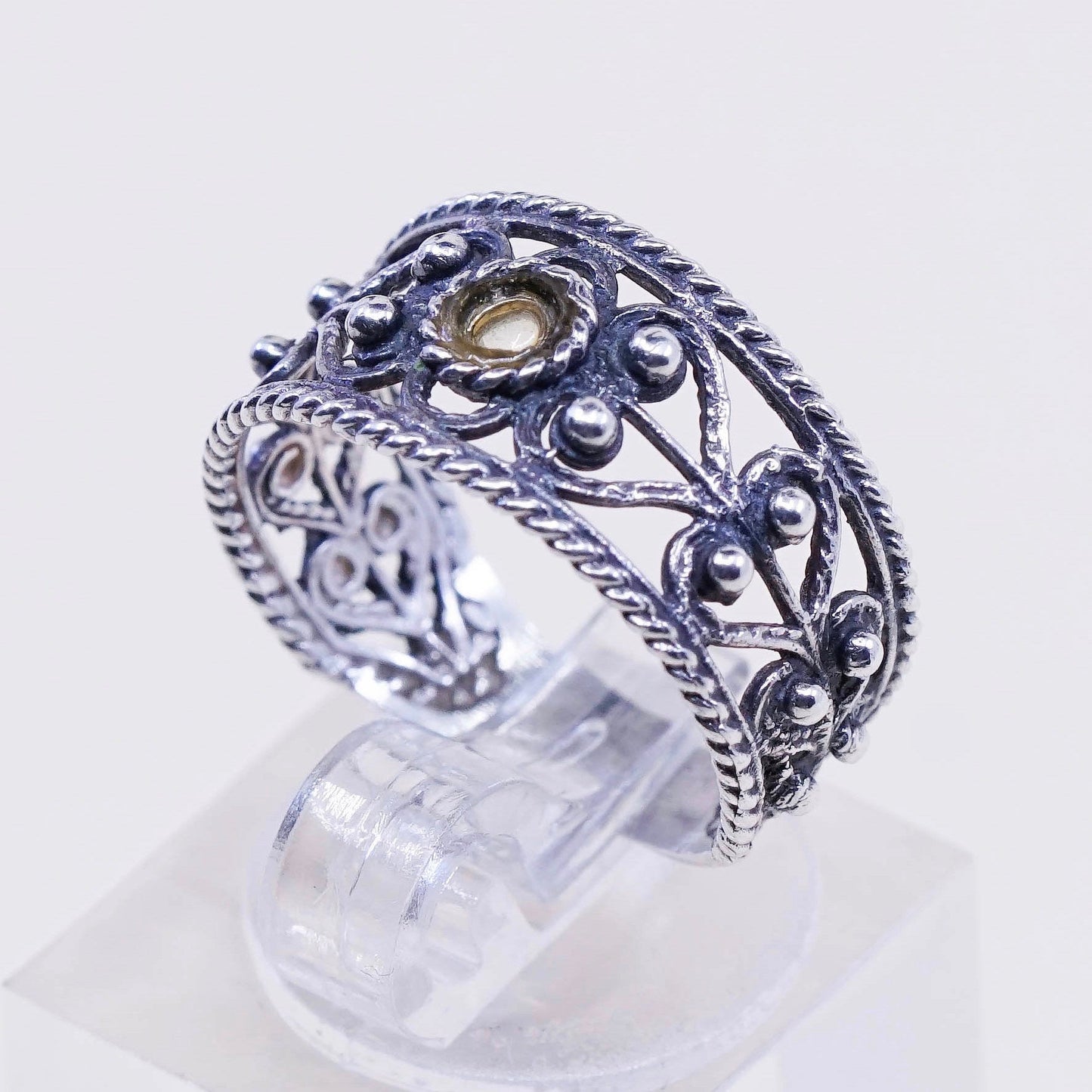 Size 6.25, vintage sterling silver handmade ring, 925 filigree band