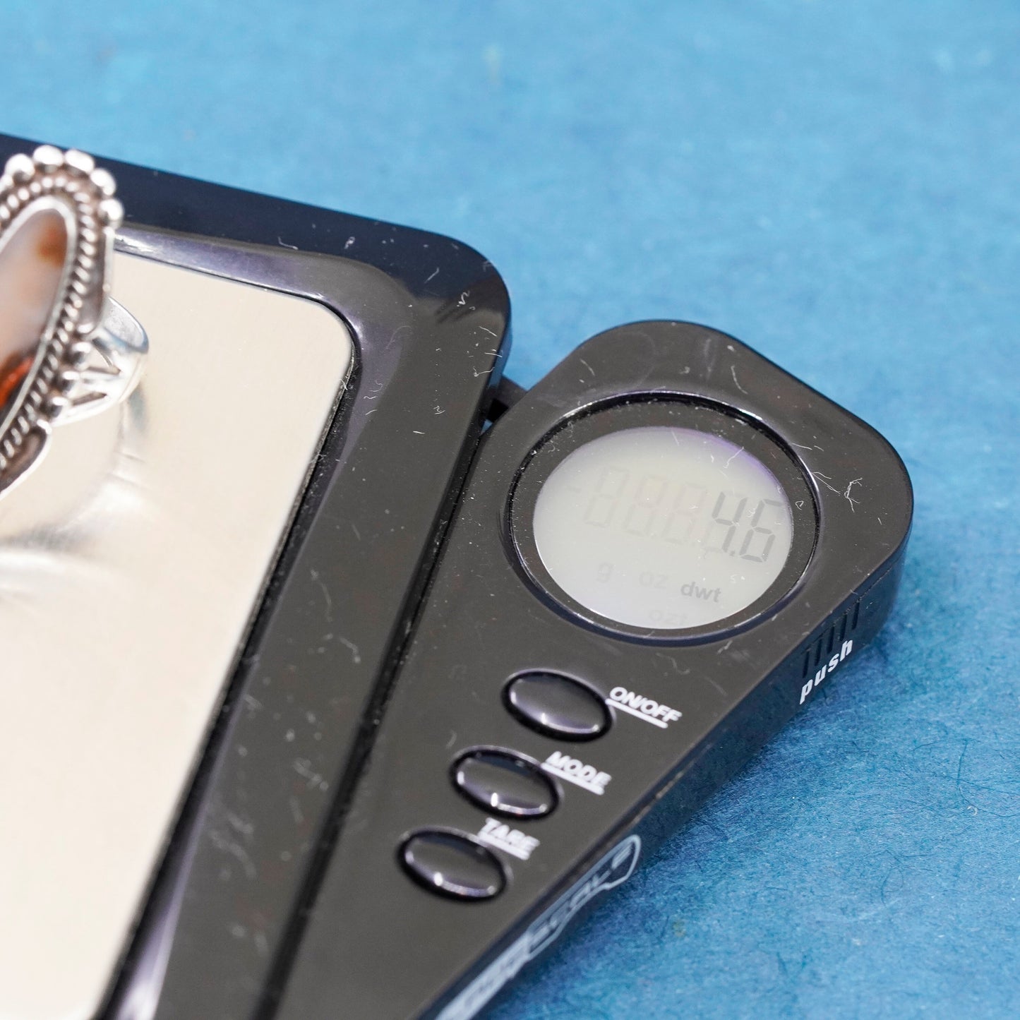 Size 7.25, vintage Sterling 925 silver handmade ring w/ lace agate beads Around