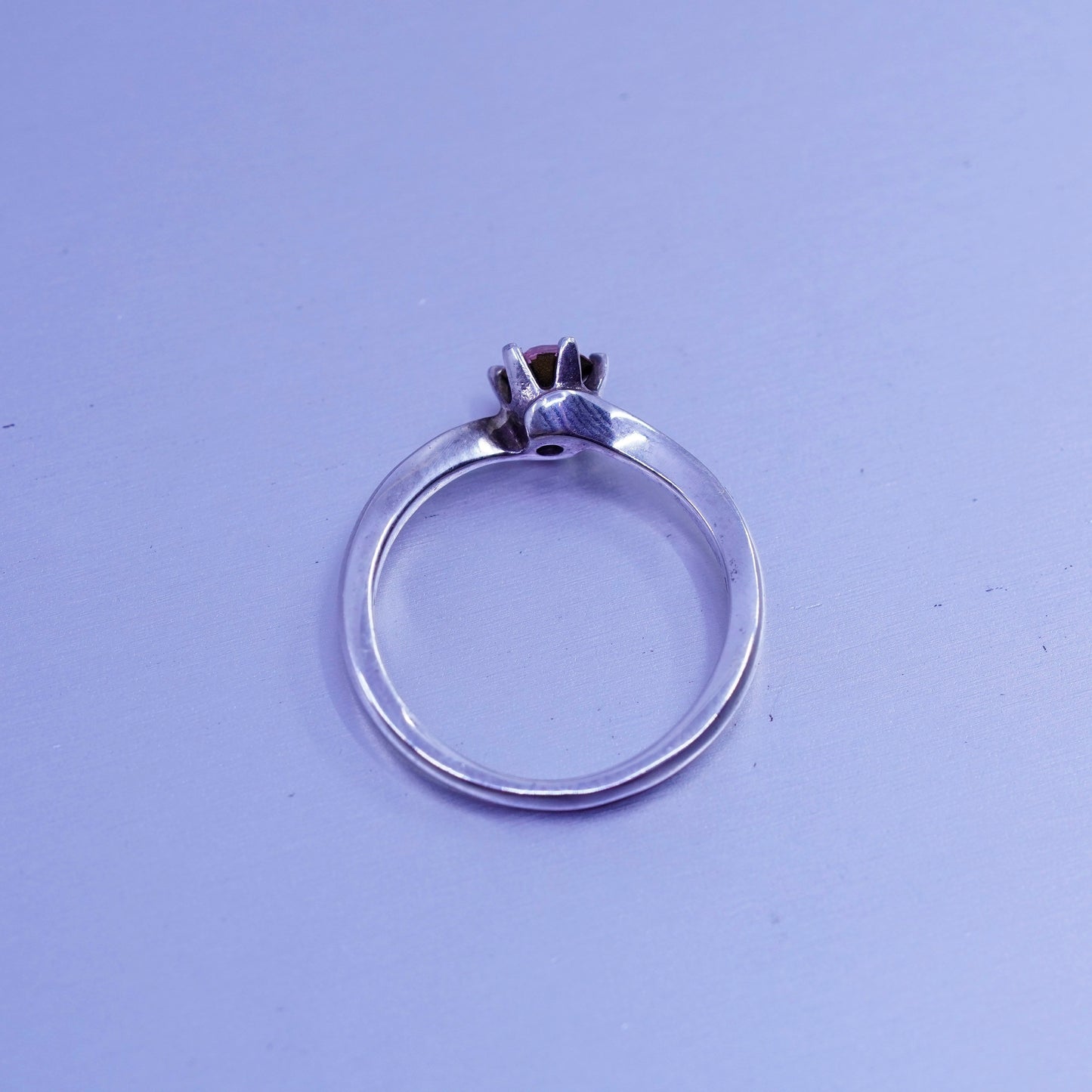 Size 3, vintage Sterling 925 silver handmade engagement ring with pink Cz