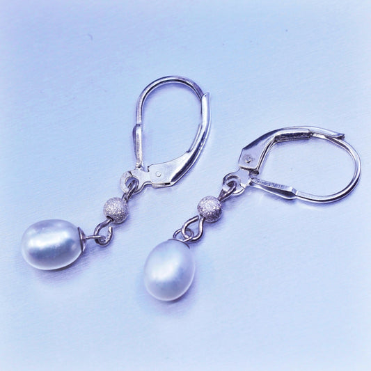 Vintage Sterling 925 silver handmade earrings with freshwater pearl