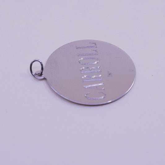 Vintage Sterling silver handmade pendant, 925 name monogram initial “Carroll