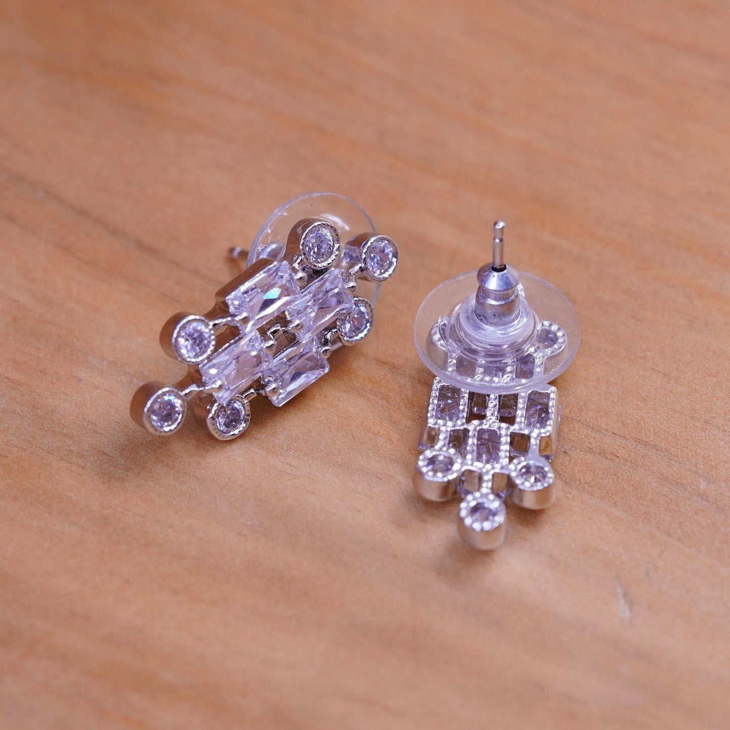 Vintage Sterling 925 silver clear Cz studs, Swarovski earrings