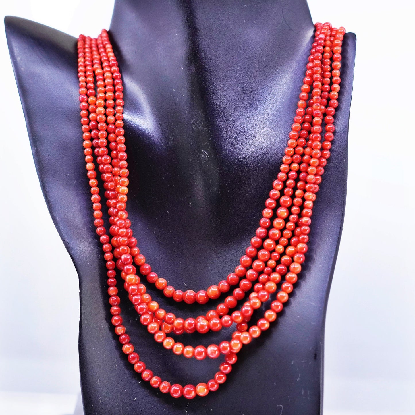 18+2”, Jay King DTR Sterling 925 silver necklace, multi strands coral chain