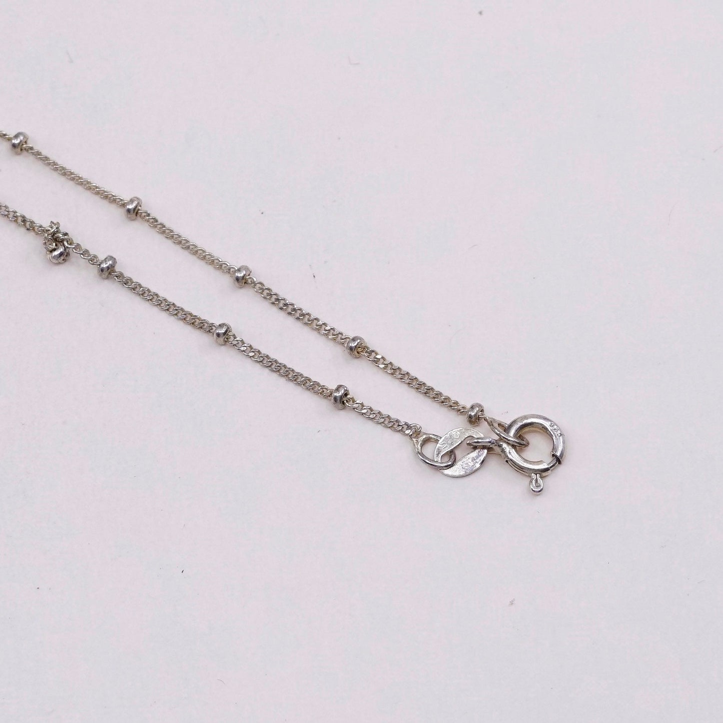 16”, vermeil Gold over sterling silver curb chain w/ beads, Italy 925 necklace