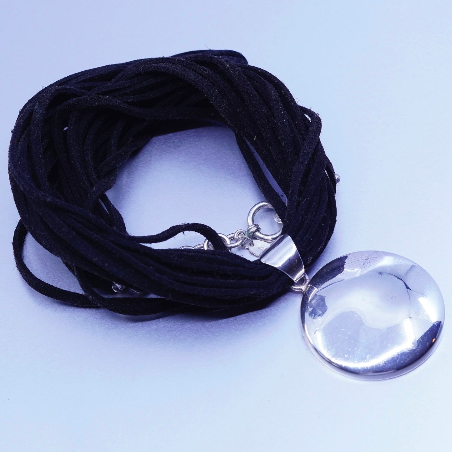 17”, Silpada N1107 Sterling 925 Silver Black Leather Multi Strand Necklace