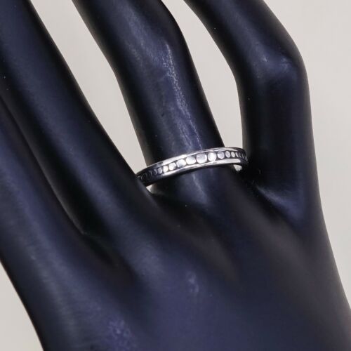Size 8.5, Vtg stackable Sterling Silver Handmade Ring 925 Band W/ Beads