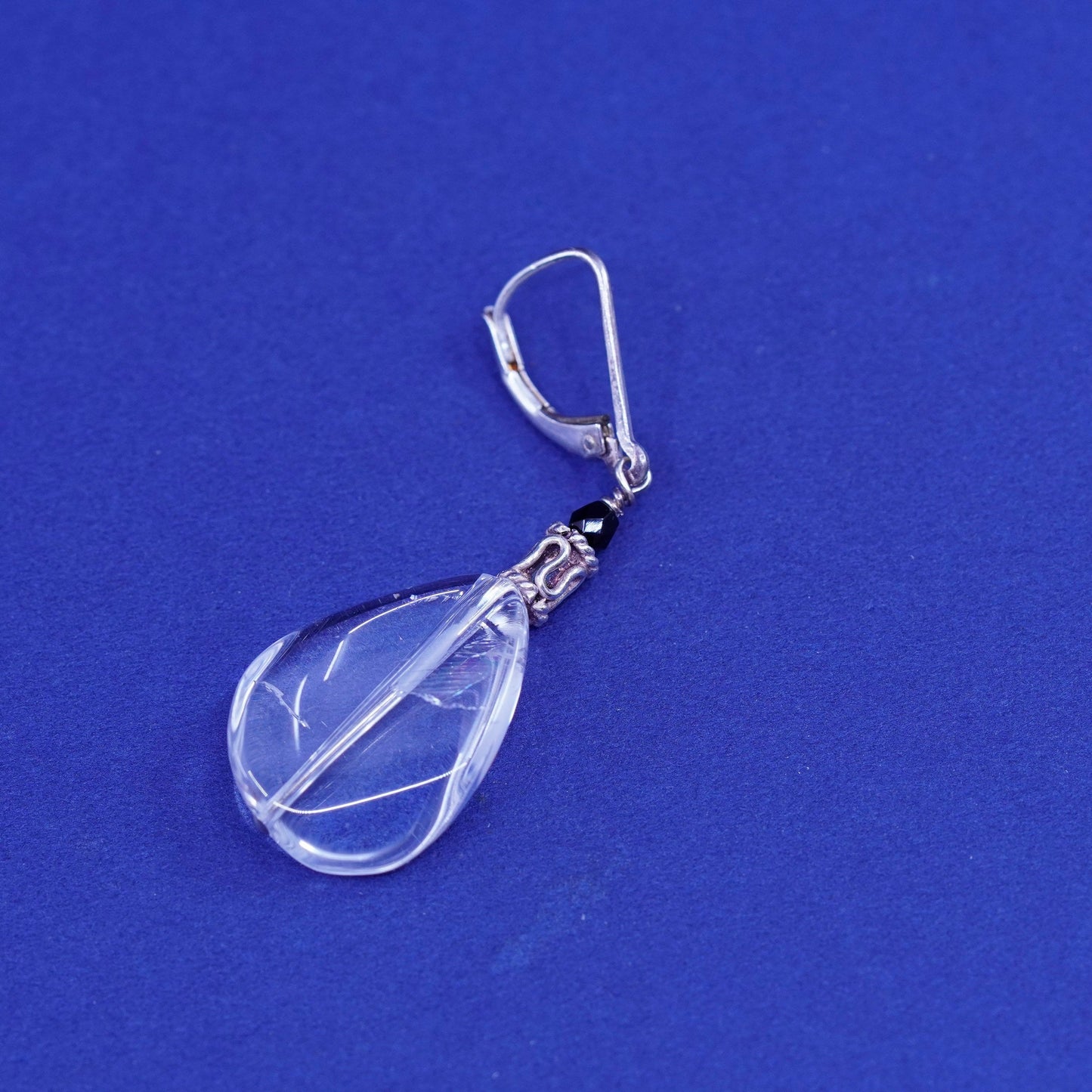 Vintage sterling 925 silver handmade earrings with crystal Dangles