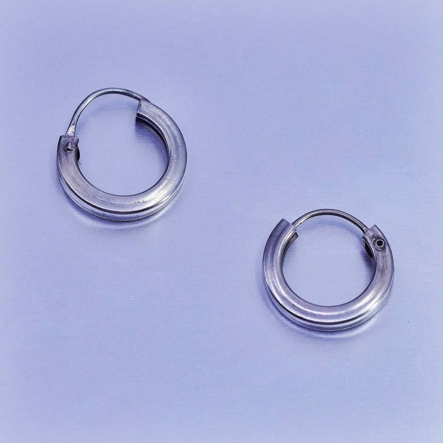 0.5”, vintage Sterling silver handmade earrings, textured 925 hoops