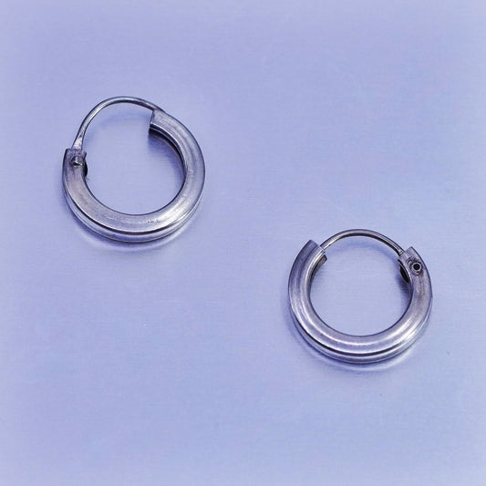 0.5”, vintage Sterling silver handmade earrings, textured 925 hoops