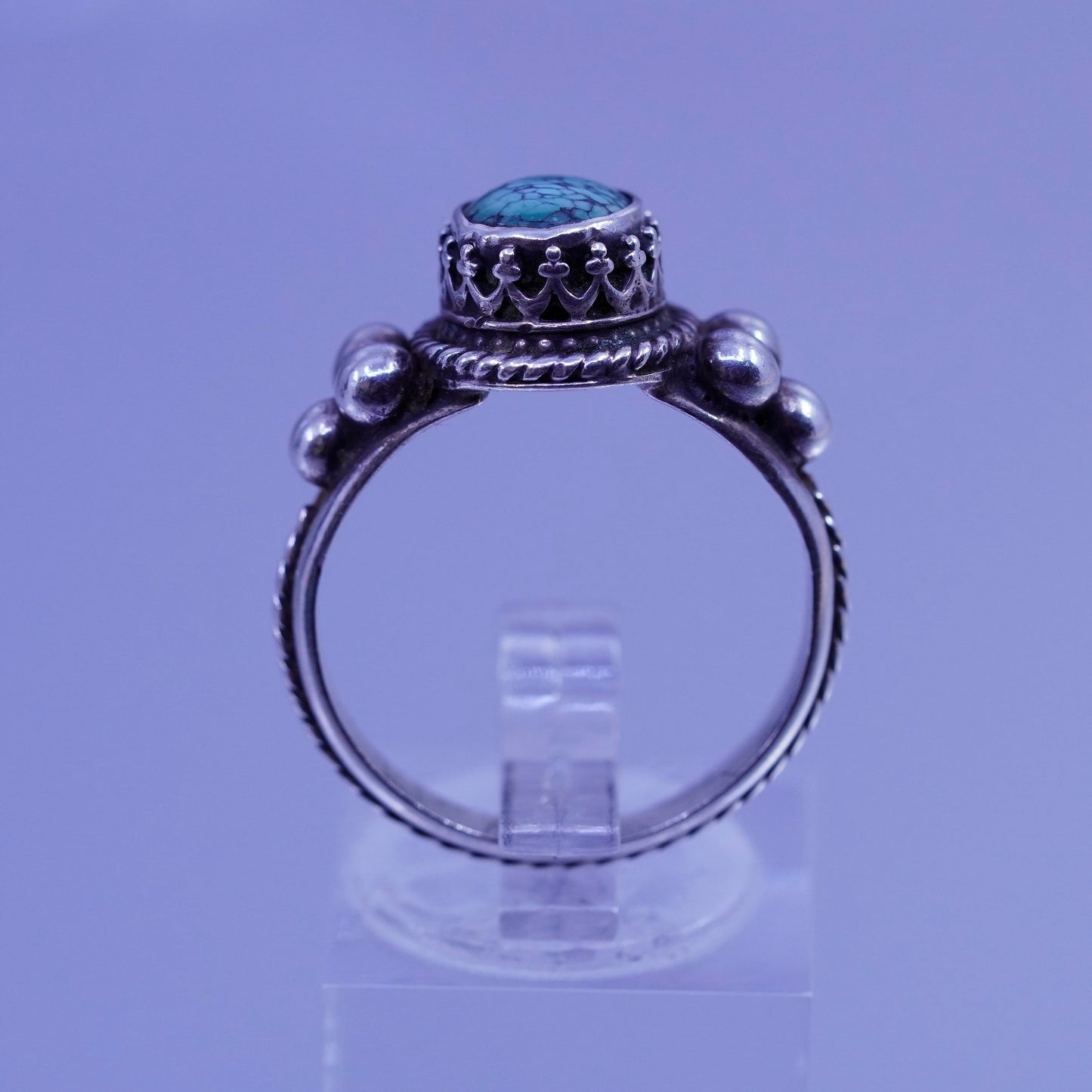 Size 8.5, Native American navajo Sterling 925 silver ring kingman turquoise