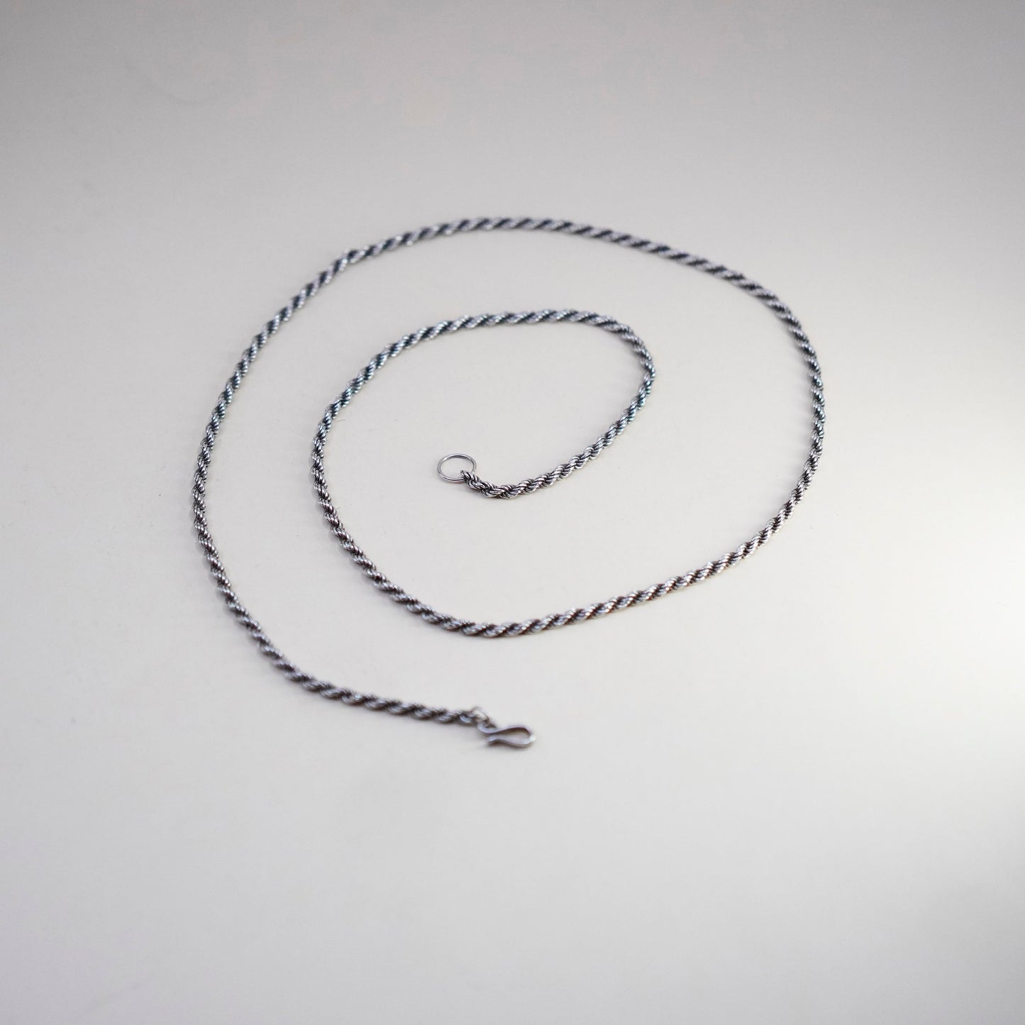 28”, 3mm, vintage Sterling silver necklace, 925 diamond rope chain