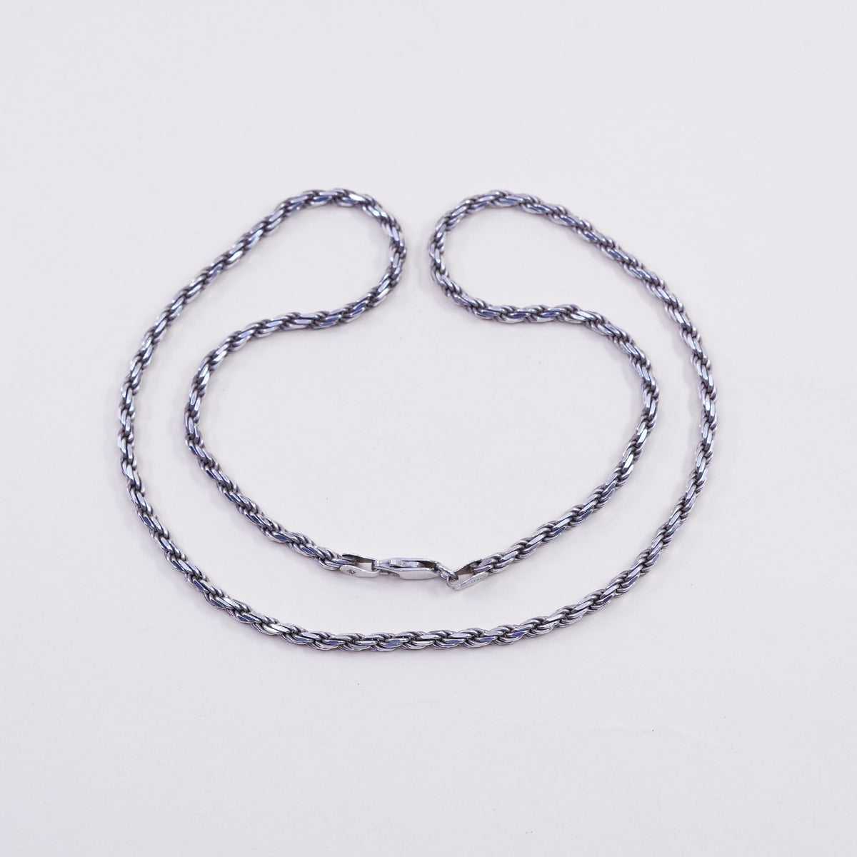 20”, 3mm, vintage Sterling silver necklace, 925 diamond rope chain