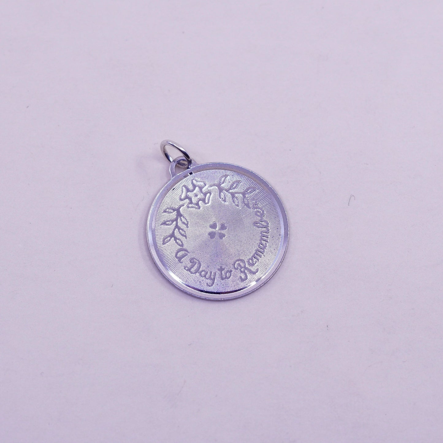 Vintage sterling 925 silver handmade pendant, “a day to remember” tag charm