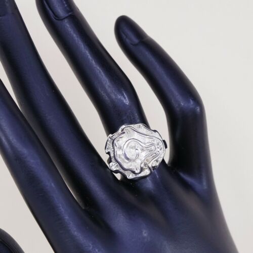 Sz 7, Vtg carolyn pollack Sterling 925 Silver Handmade Rose Bud Flower Band Ring