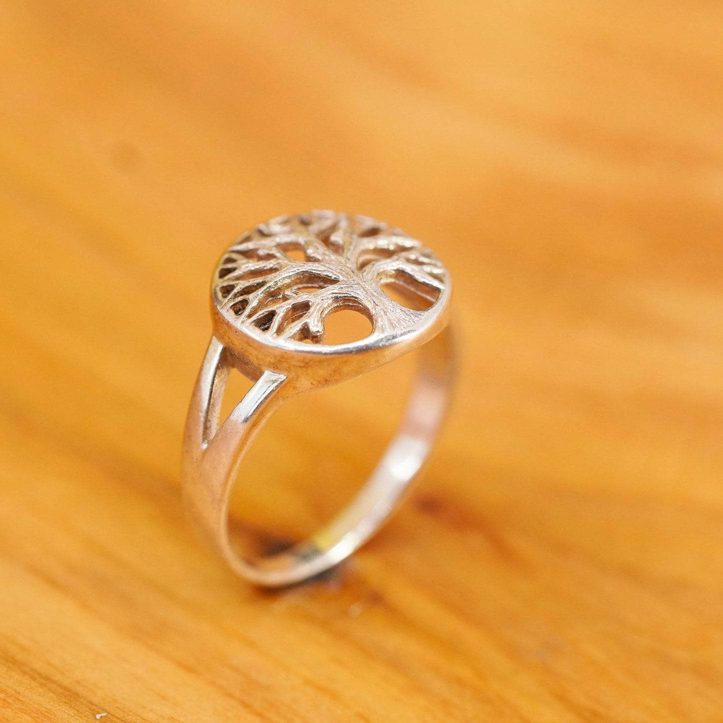 Size 8.25, Sterling silver handmade ring, southwestern 925 filigree tree band