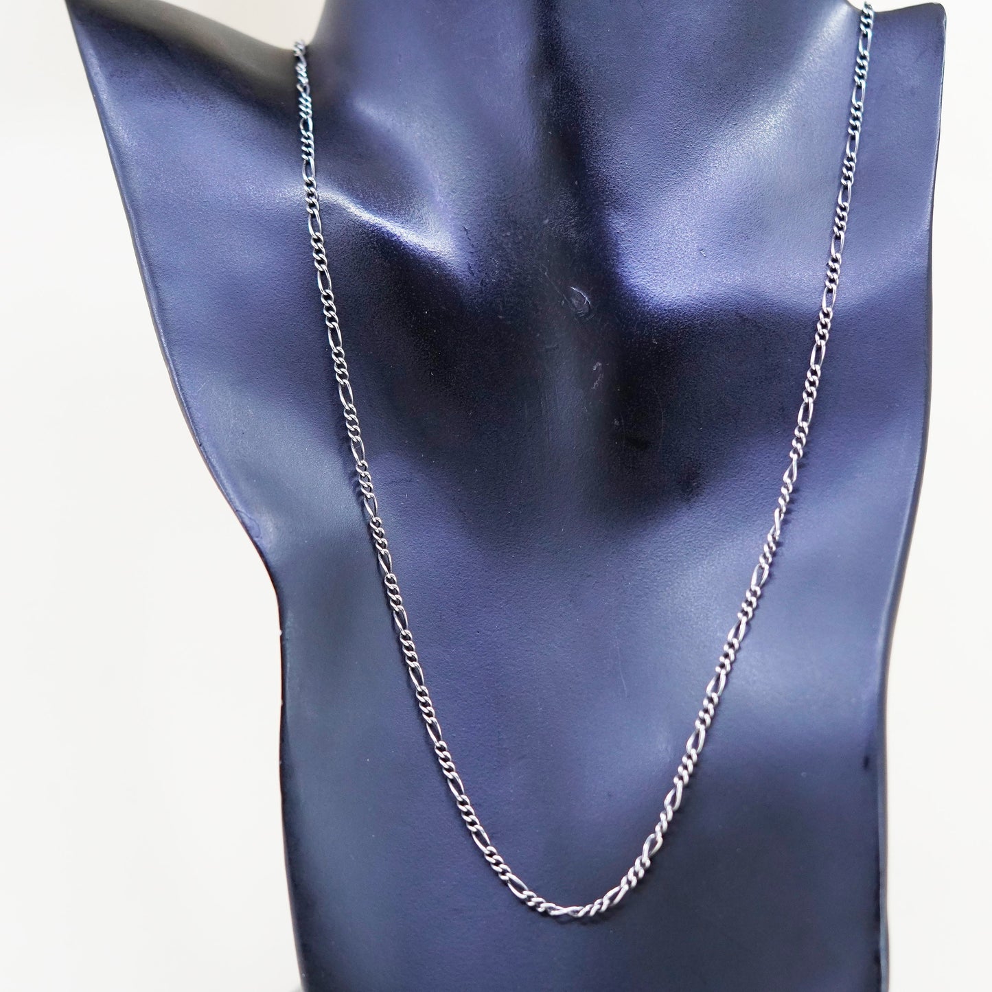 25”, 3mm, Vintage sterling silver figaro chain, bold 925 men’s necklace