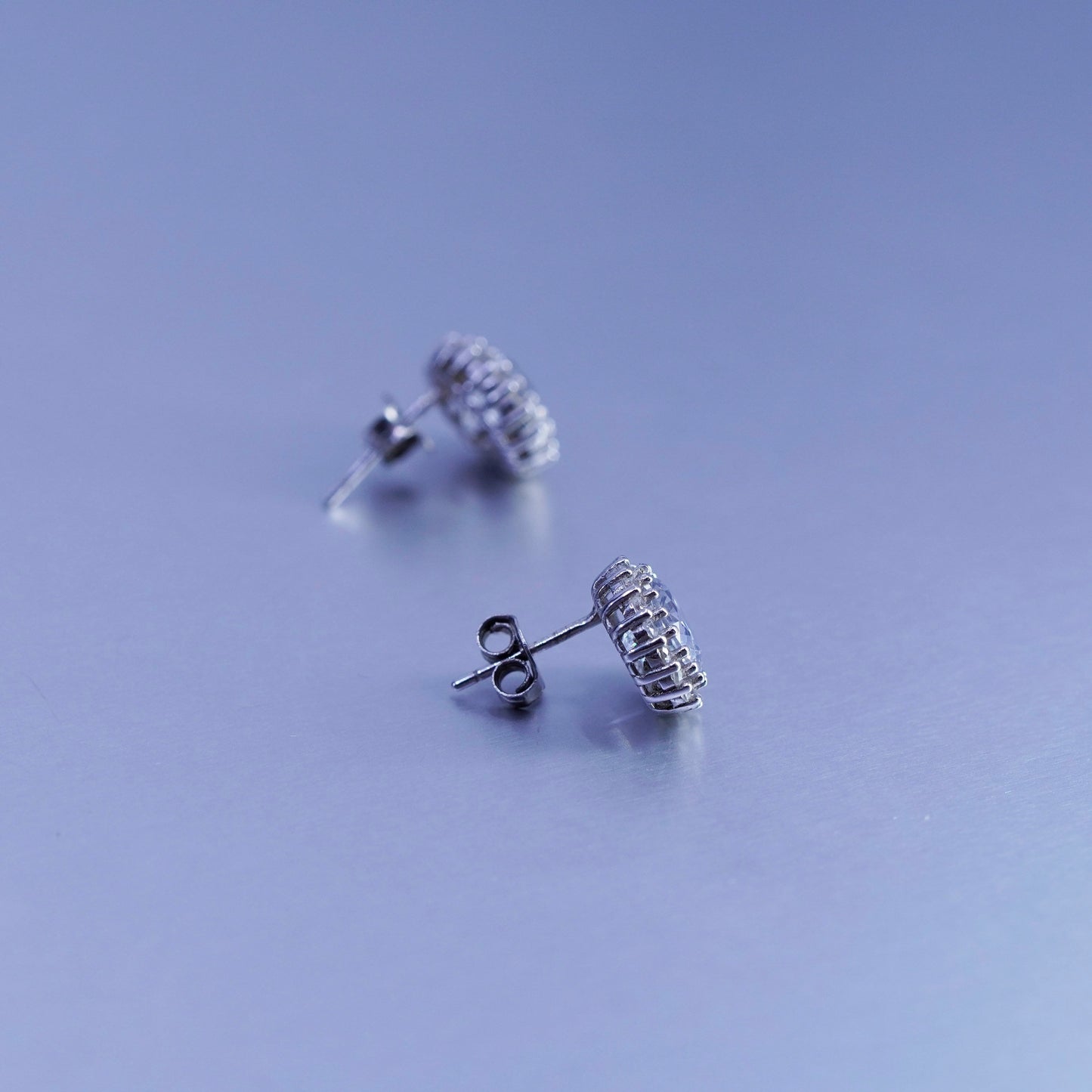 Vintage Sterling 925 silver earrings, studs with cz inlay