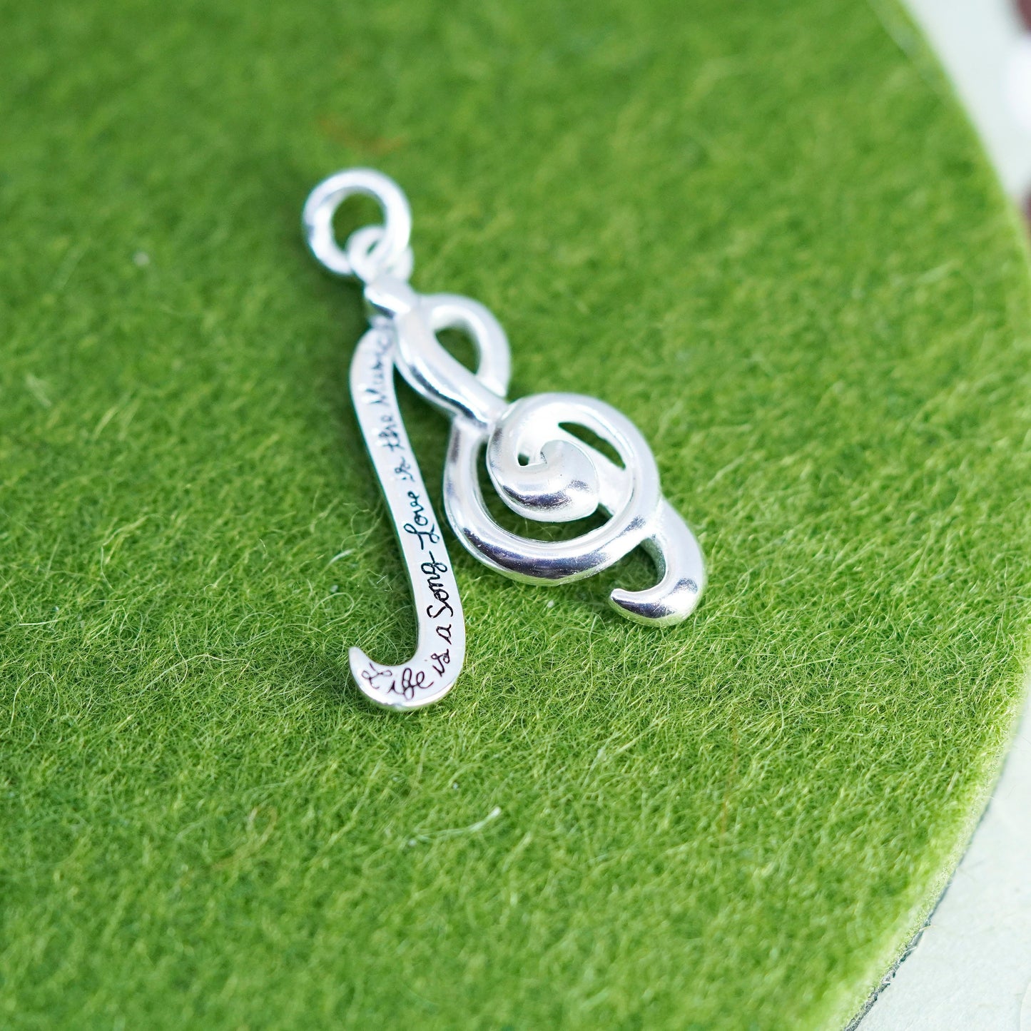 sterling silver pendant, 925 music note “life is a song, love ”, melody charm