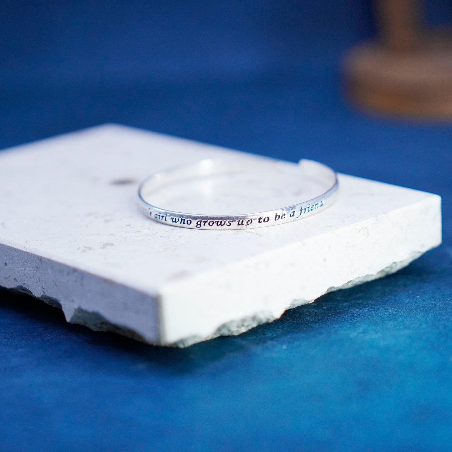 6.75”, sterling silver bracelet, quote 925 cuff “a daughter little girl grows