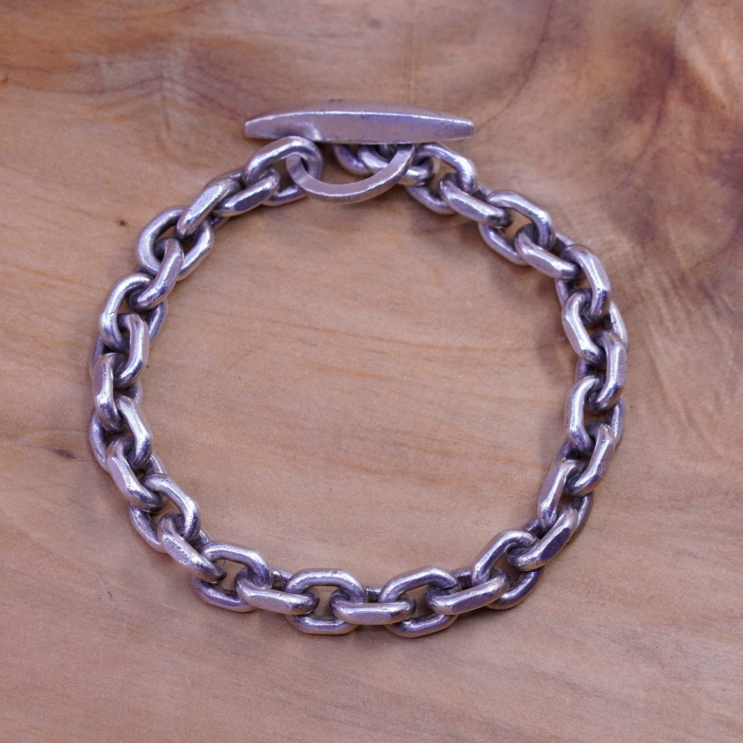 6.75”, 1970s Denmark Randers Sterling silver charm bracelet 925 bold oval chain