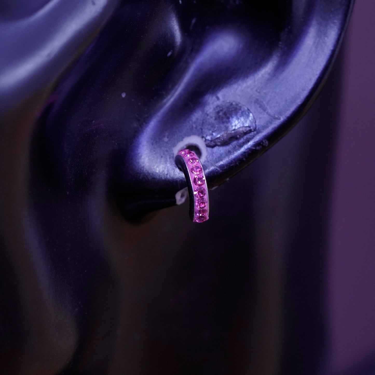 0.5”, vintage Sterling 925 silver handmade crystal studs, earrings