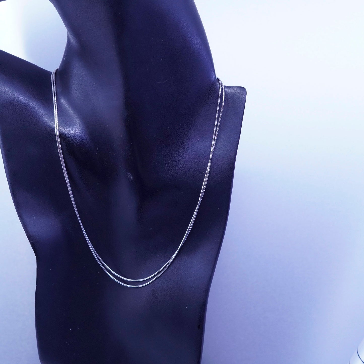 16”, vintage fossil Sterling 925 silver double strands snake necklace