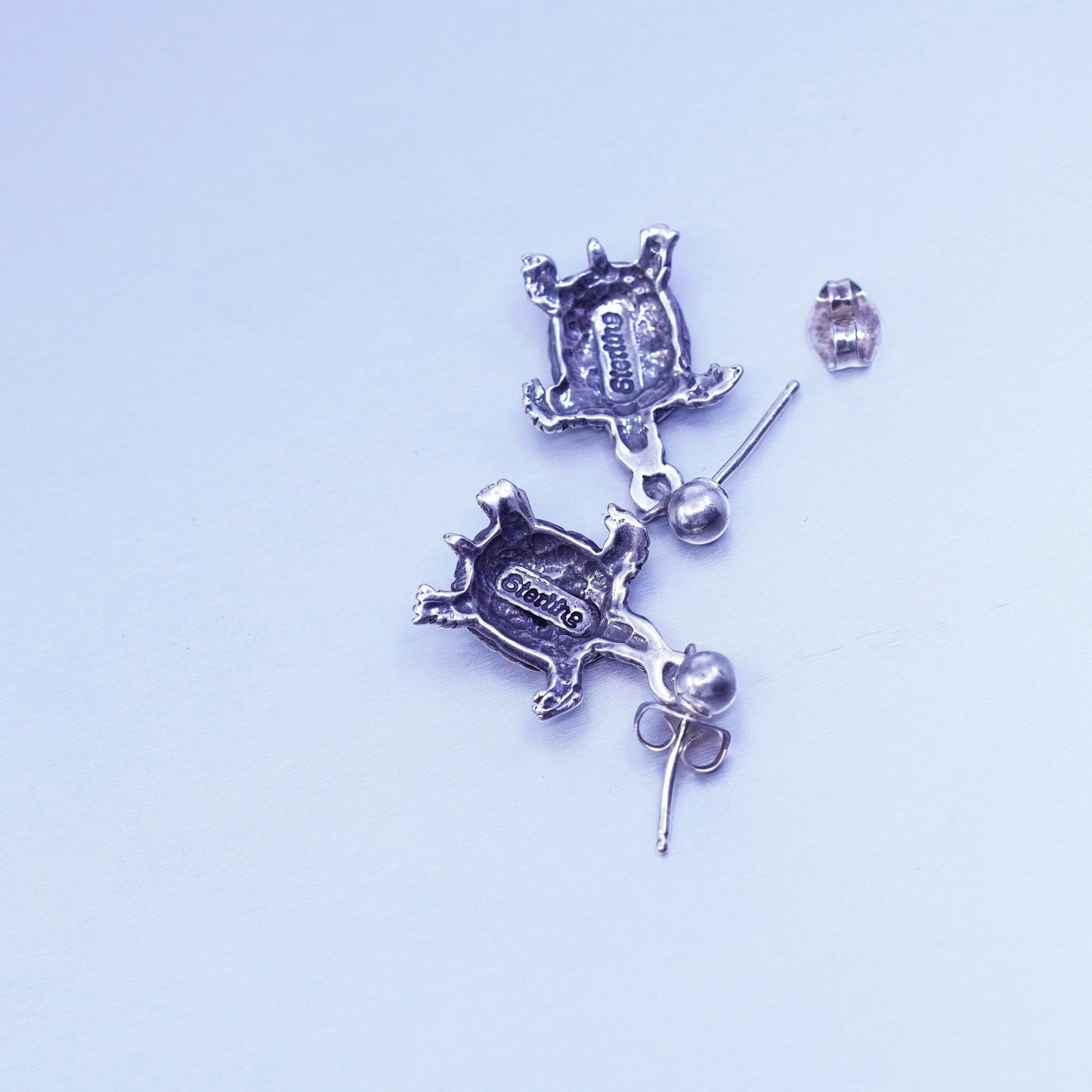 Vintage southwestern Sterling 925 silver handmade sea turtle earrings