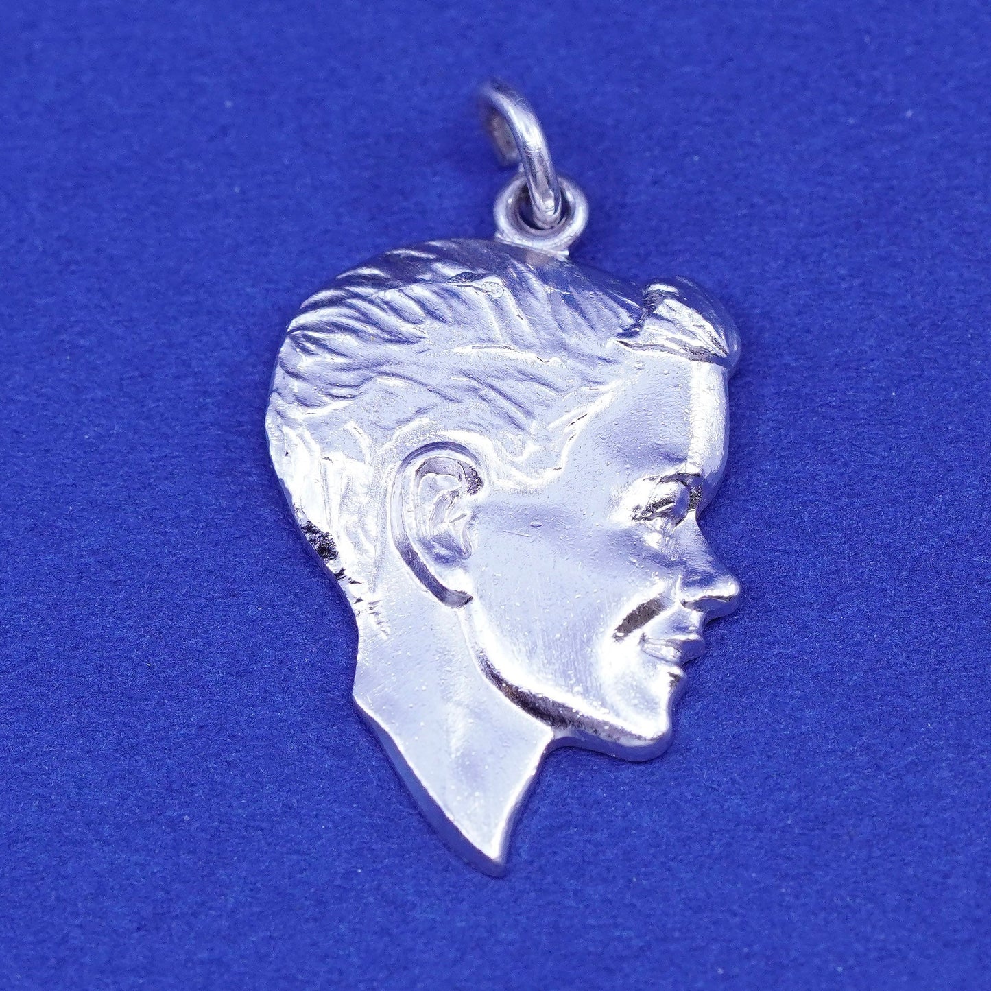 Vintage Sterling 925 Silver handmade relief man portrait