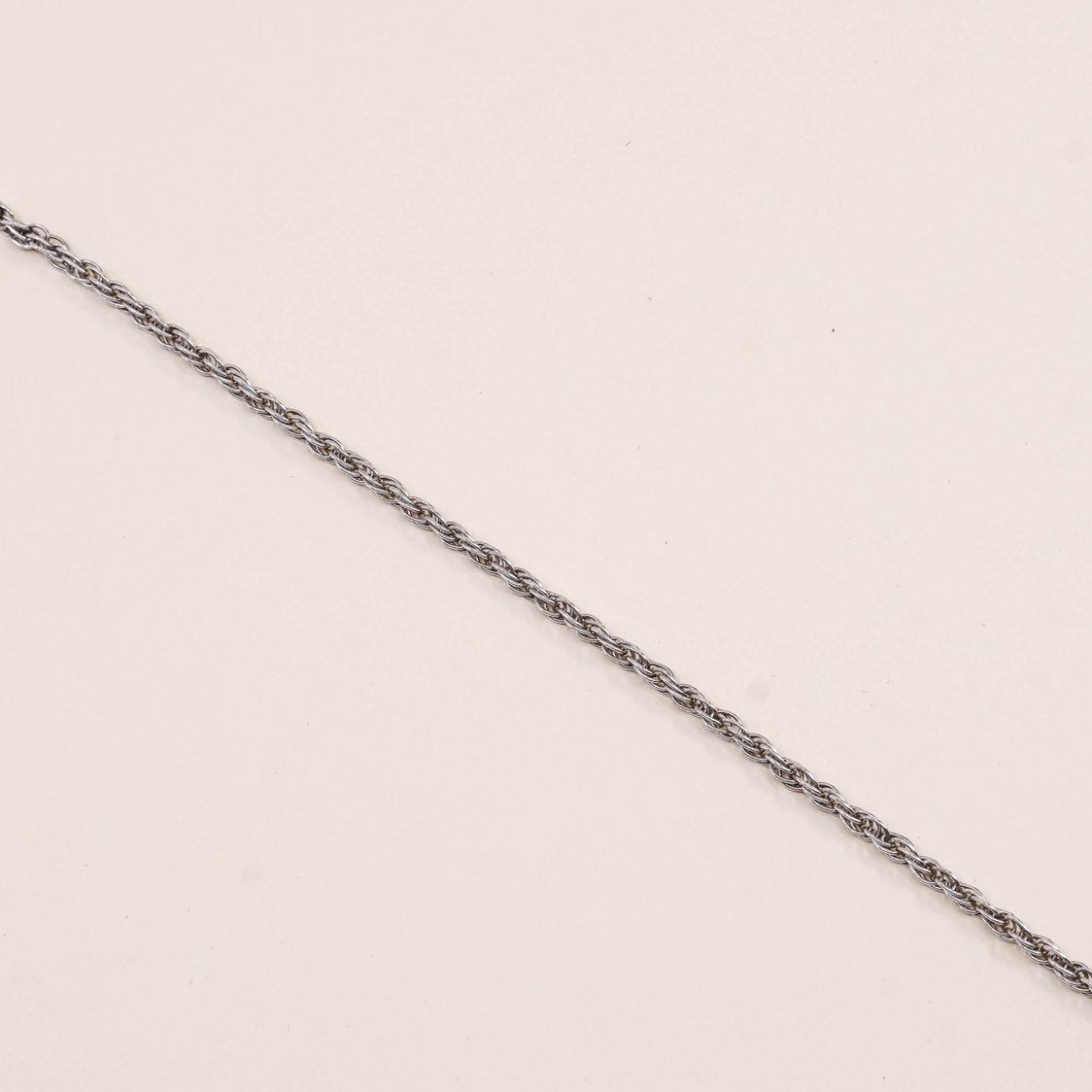 7", 3mm, Vintage sterling silver Italy rope chain bracelet, stamped italy 925