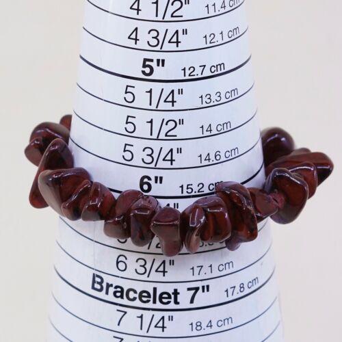 6.25” Vtg Handmade Bloodstone Nugget Elastic Bracelet