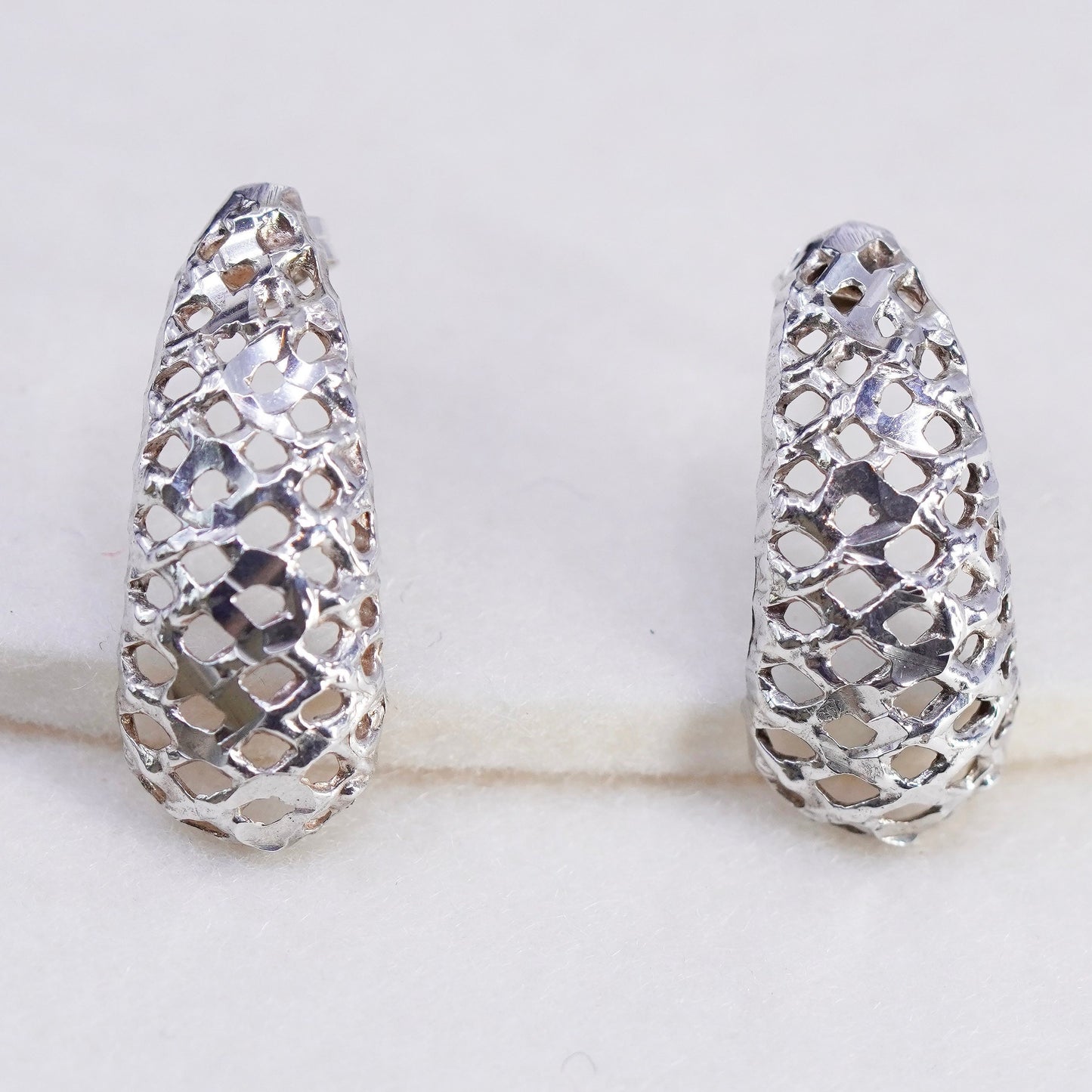 1”, vintage Sterling silver handmade earrings, modern 925 simple Huggie studs
