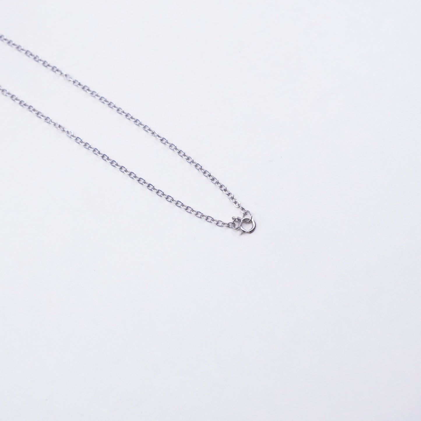 16”, sterling 925 silver handmade necklace, circle chain ribbon bow pendant