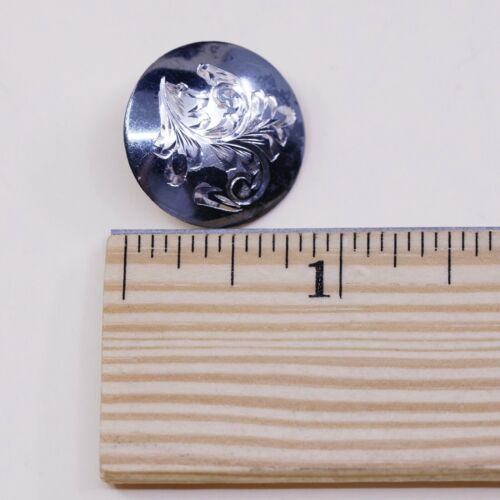 Vtg Mexico Handmade Sterling Silver, Solid 925 CLIP ON EARRINGS W/ Carved Leaf