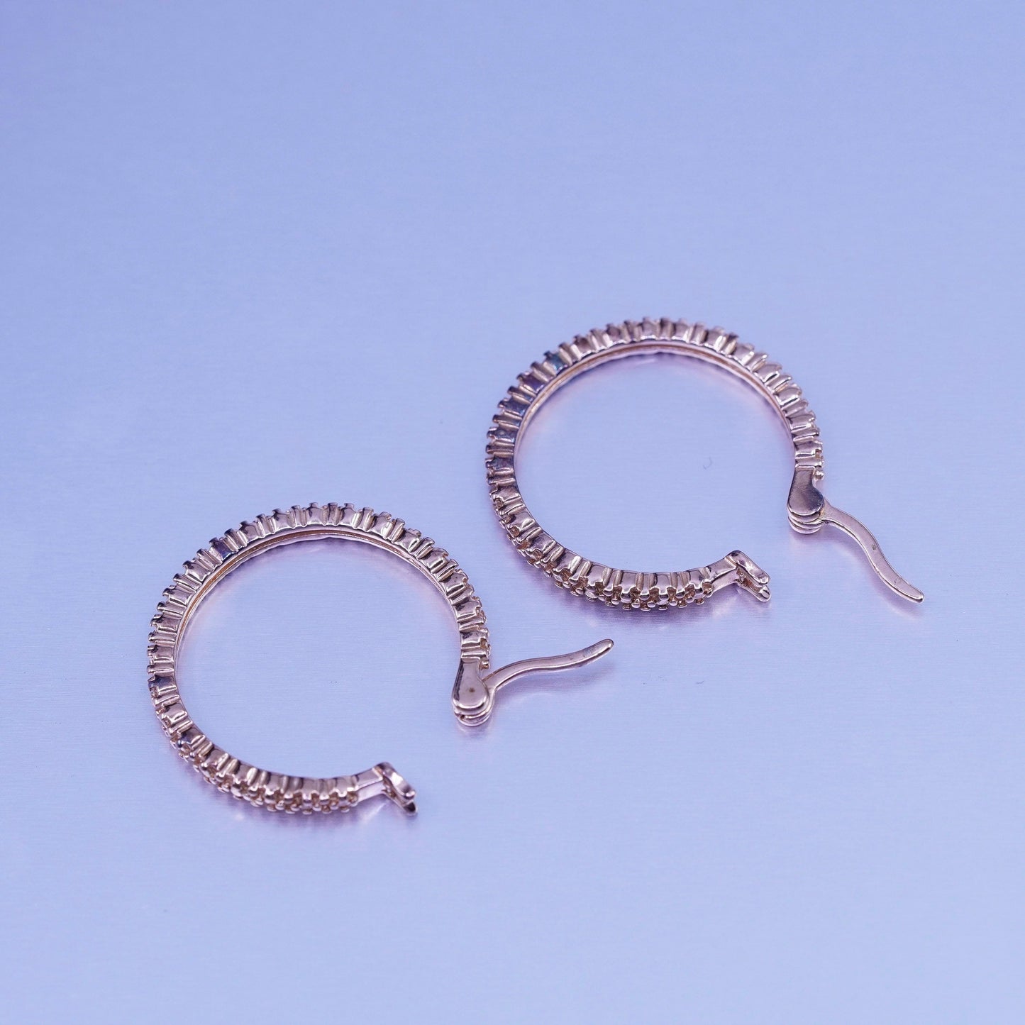 1”, vintage vermeil rose gold over Sterling silver handmade earrings, 925 hoops
