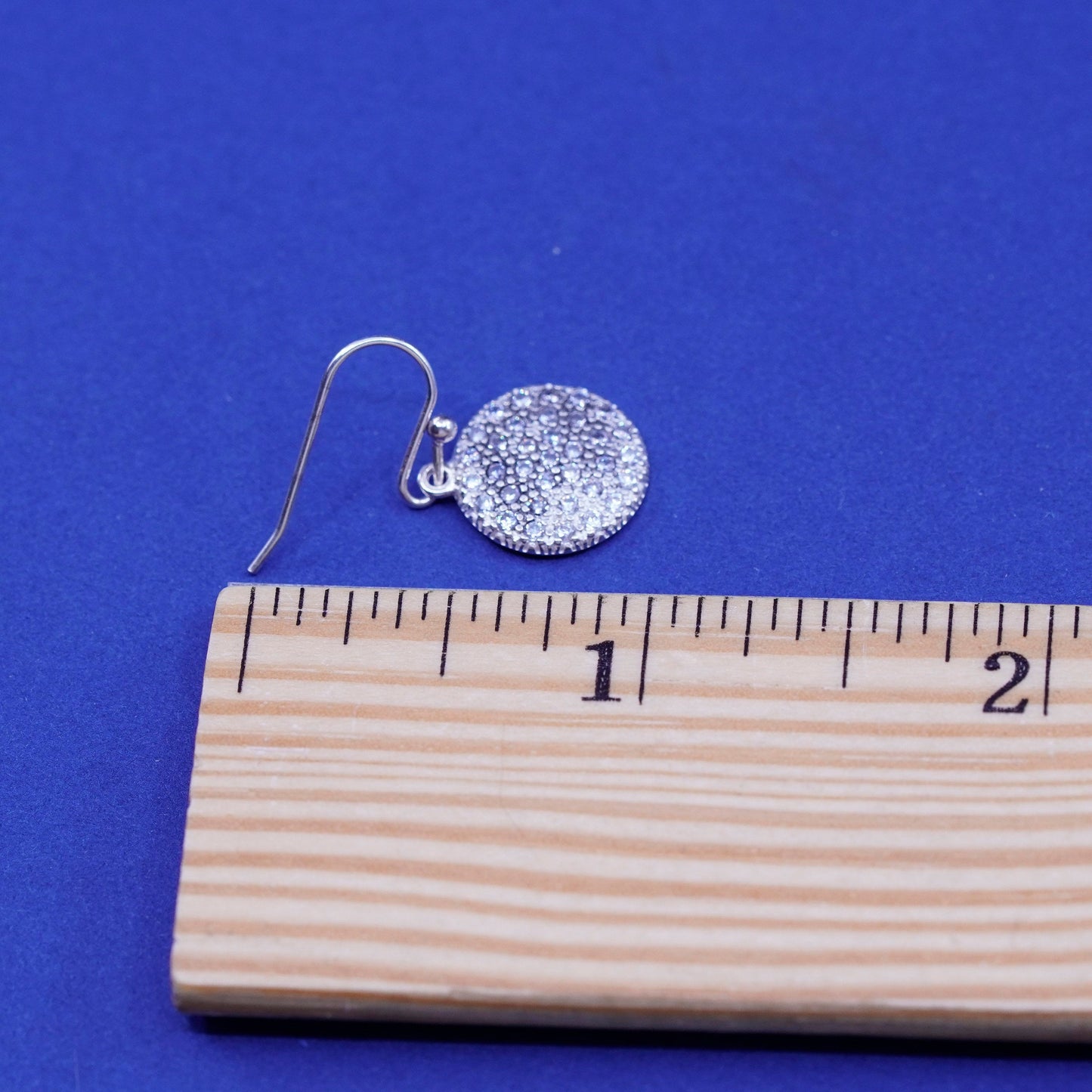 Vintage Sterling silver earrings, 925 circle with cluster cz