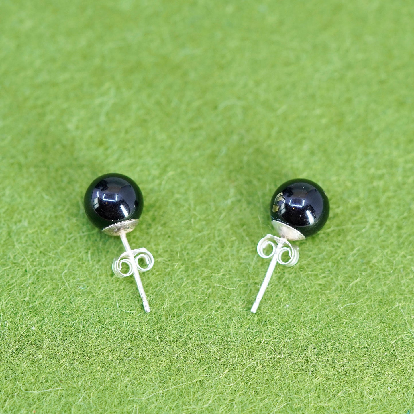 Vintage sterling silver 925 obsidian studs, handmade earrings