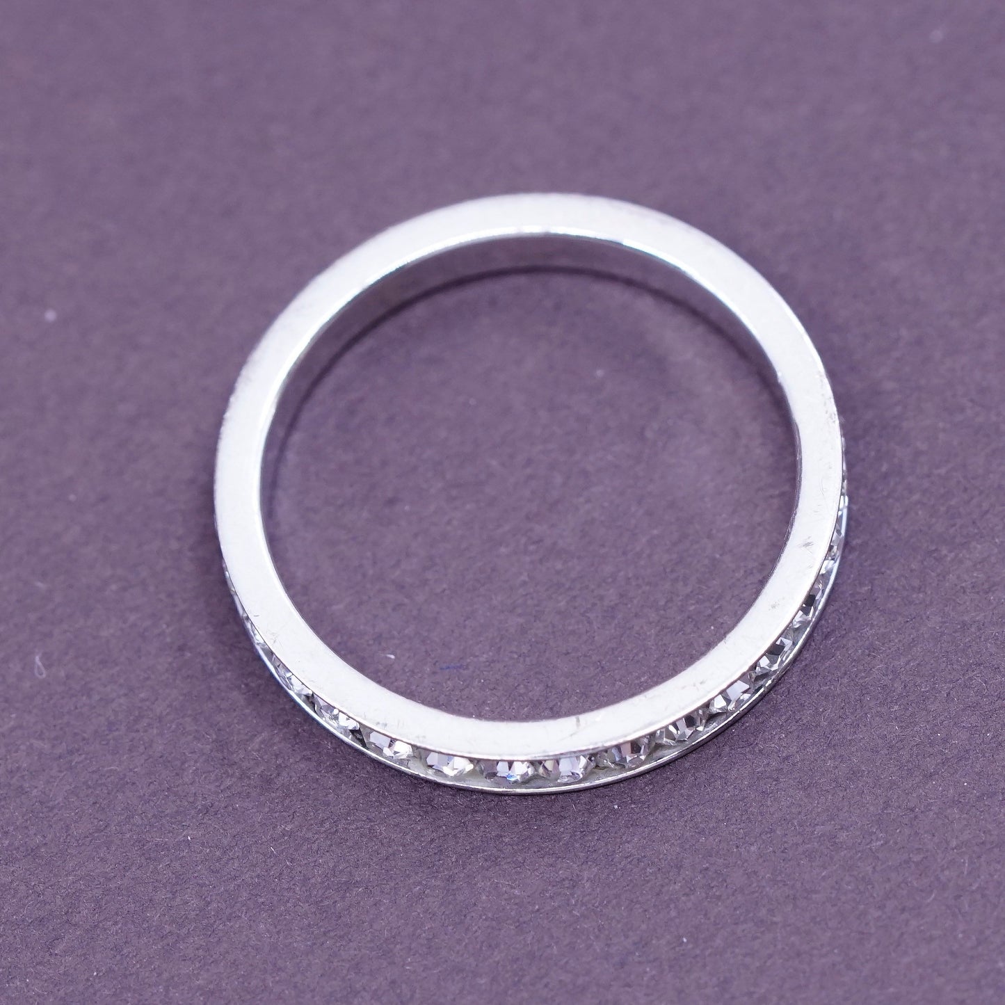 Size 9, vintage Taiwan Sterling silver ring, 925 band with cz