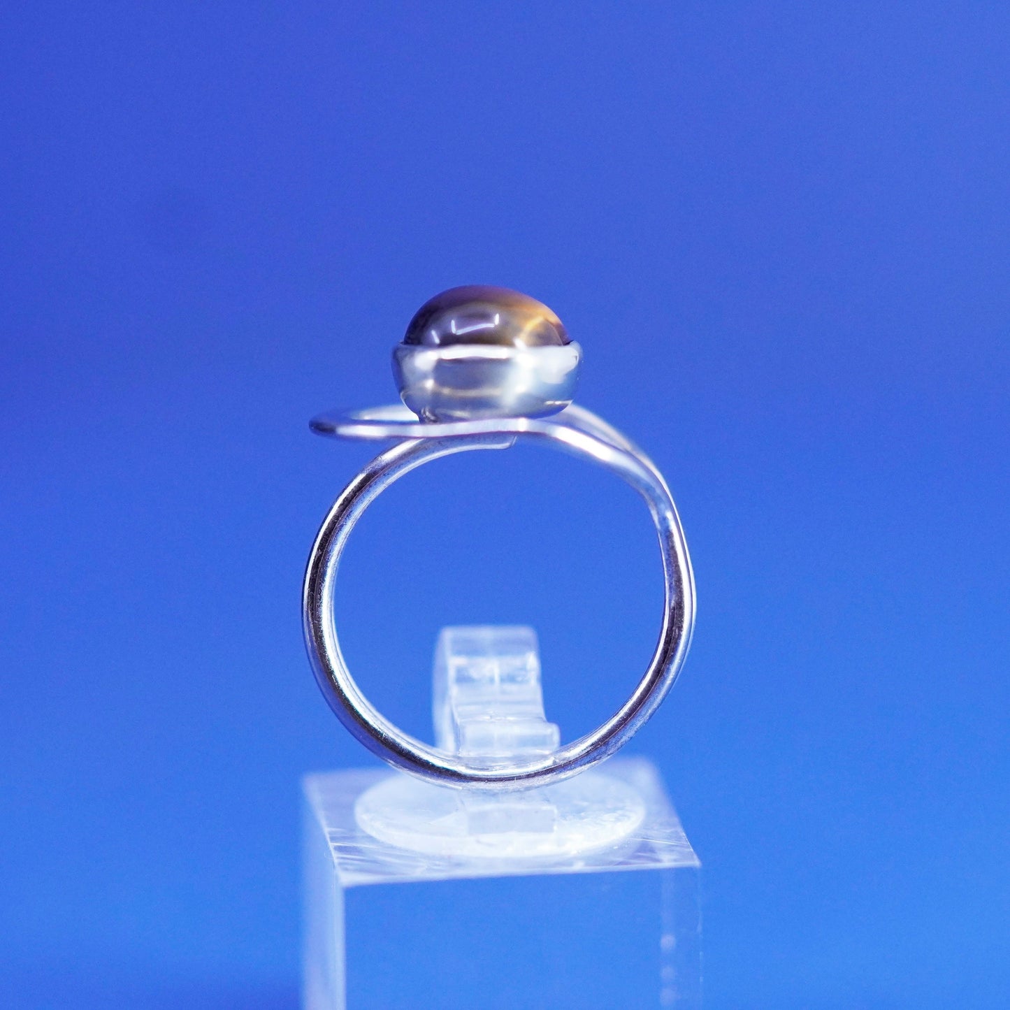 Size 6.75, vintage Sterling 925 silver handmade ring with golden tiger eye