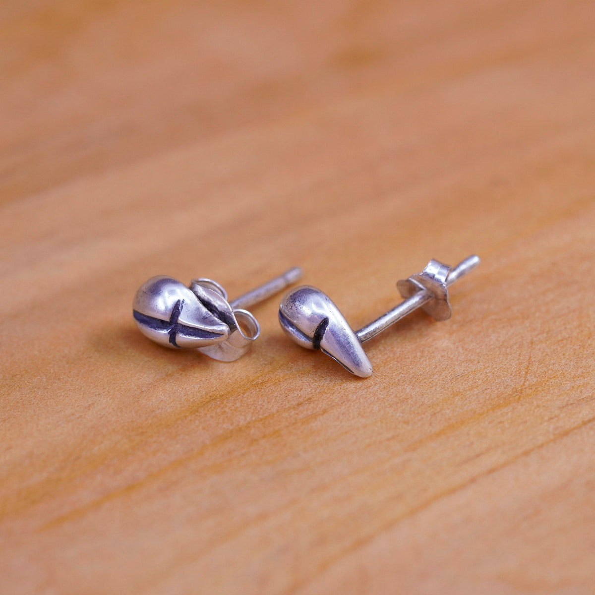 Vintage Sterling silver handmade earrings, 925 teardrop studs