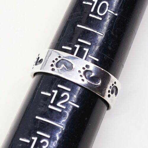 Size 11.25, Vtg Sterling Silver handmade Ring. 925 Foot Footprint Band