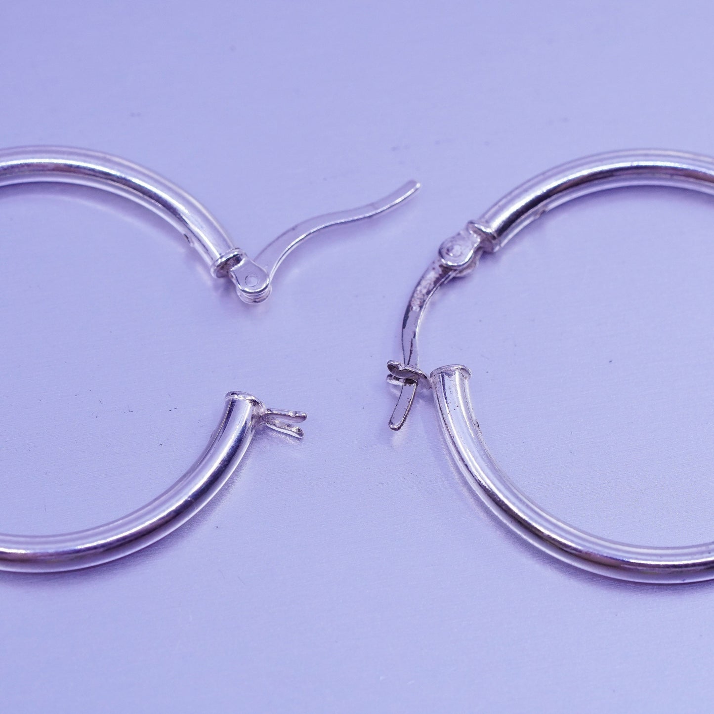 1.25”, vintage Sterling silver handmade earrings, 925 hoops