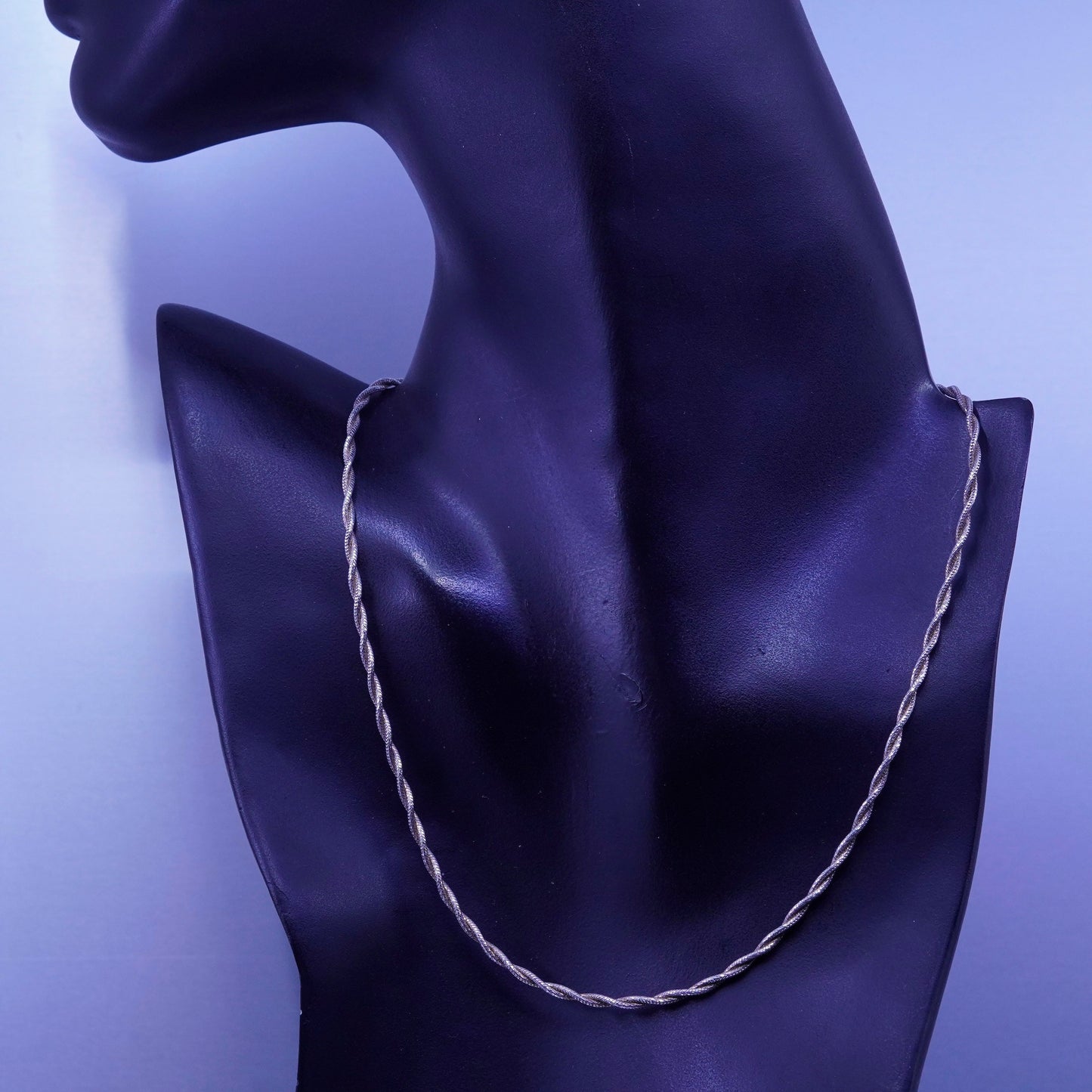 18”, vintage danecraft Italy Sterling 925 silver twisted snake chain necklace