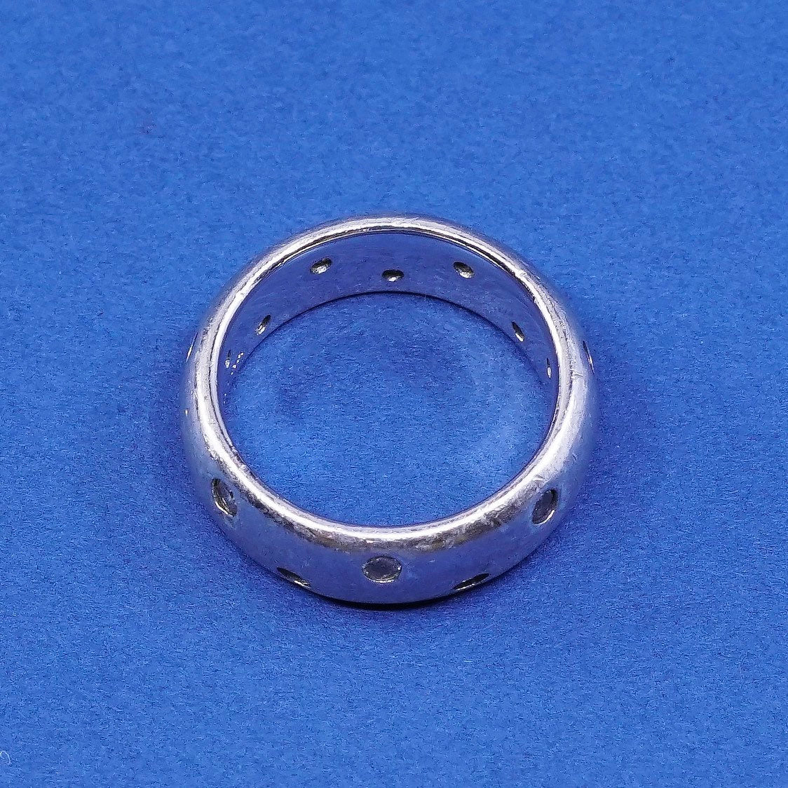 Size 7 vtg Sterling silver handmade ring, 925 band w/ cz 925 SW CZ China